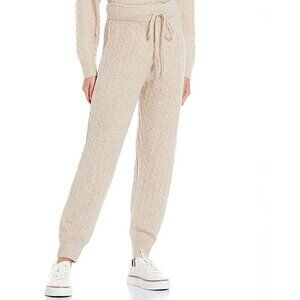 Gibson & Latimer Size XXL 2XL Oatmeal Tan Cable Knit Joggers Wool Blend Pull On